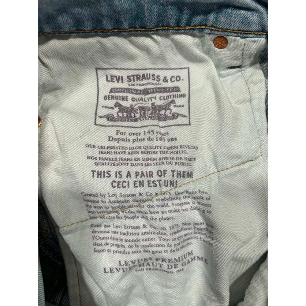 Levis 512 Slim Taper Fit Jeans Mens 33x32 Light Wash Distressed Ripped Big‎ E